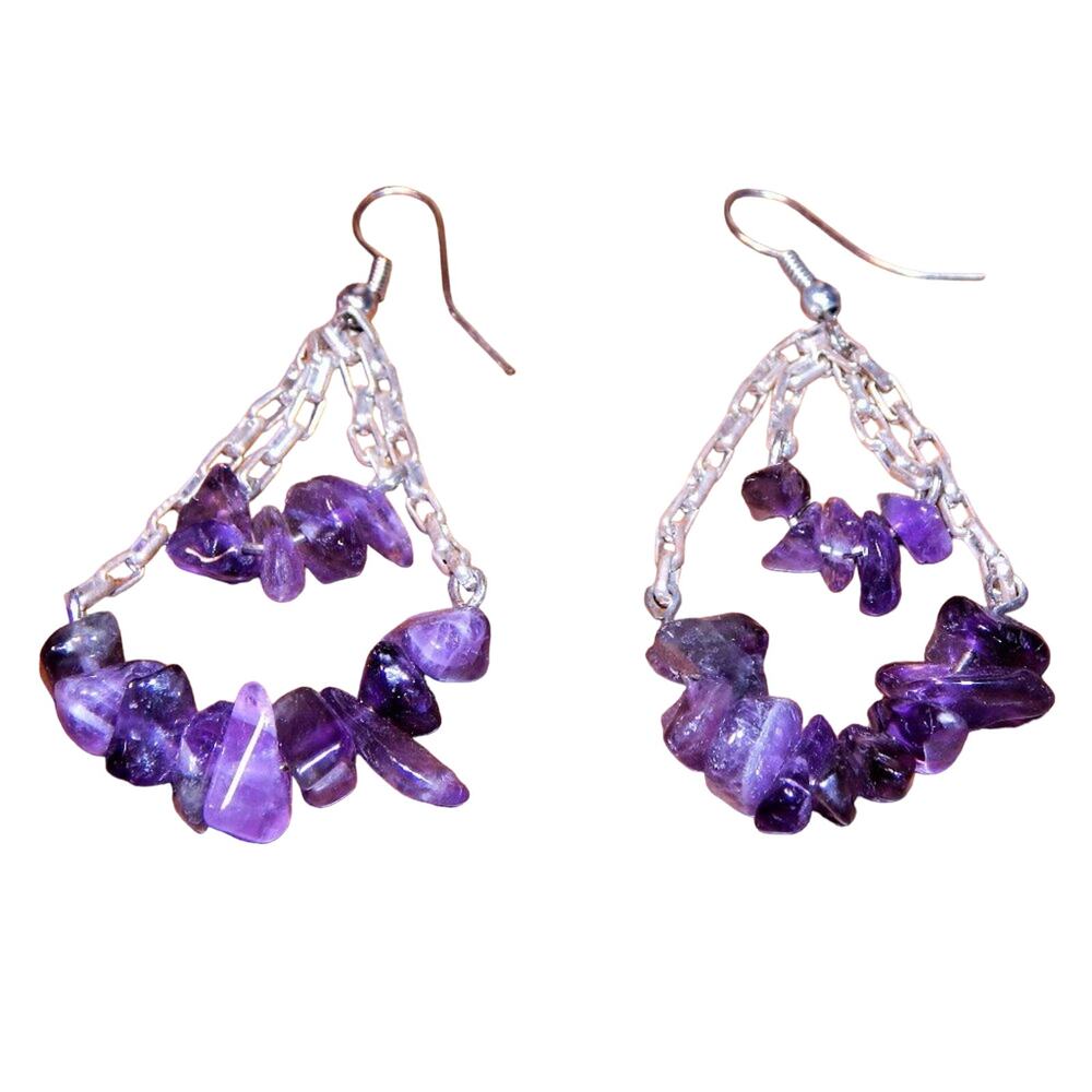Bohemian Artisan Amethyst Swag Earrings